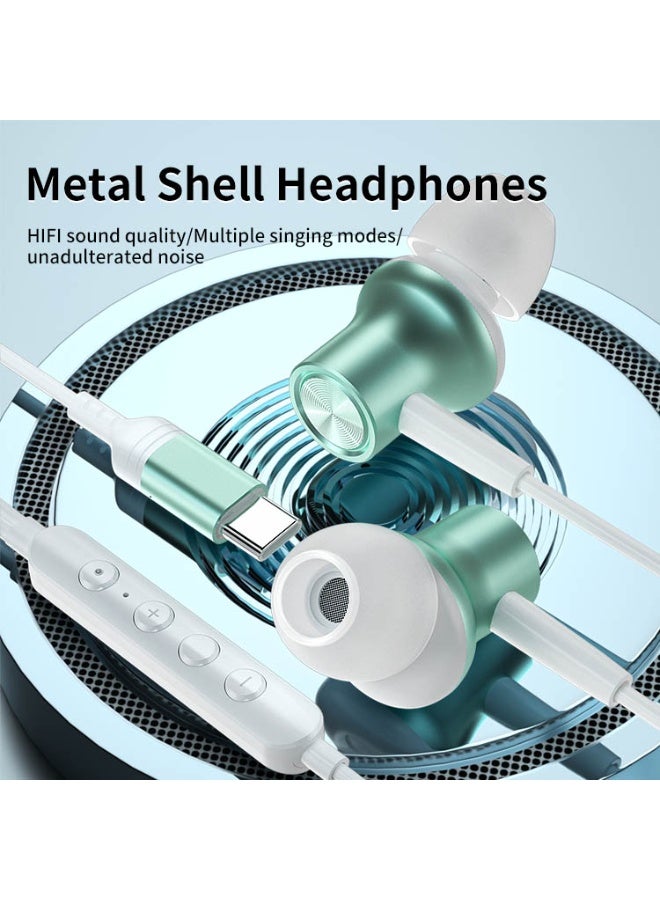 سماعات أذن سلكية من النوع C لتغيير الصوت، سماعات كاريوكي داخل الأذن مزودة ببطاقة صوت وأزرار للتحكم في مستوى الصوت لتأثيرات مزاجية متعددة، مناسبة للبث المباشر وتسجيل الغناء، جودة صوت ستيريو ثلاثية الأبعاد عالية الدقة، موسيقى ألعاب، خاصية إلغاء الضوضاء النشطة للأصوات - Image 3